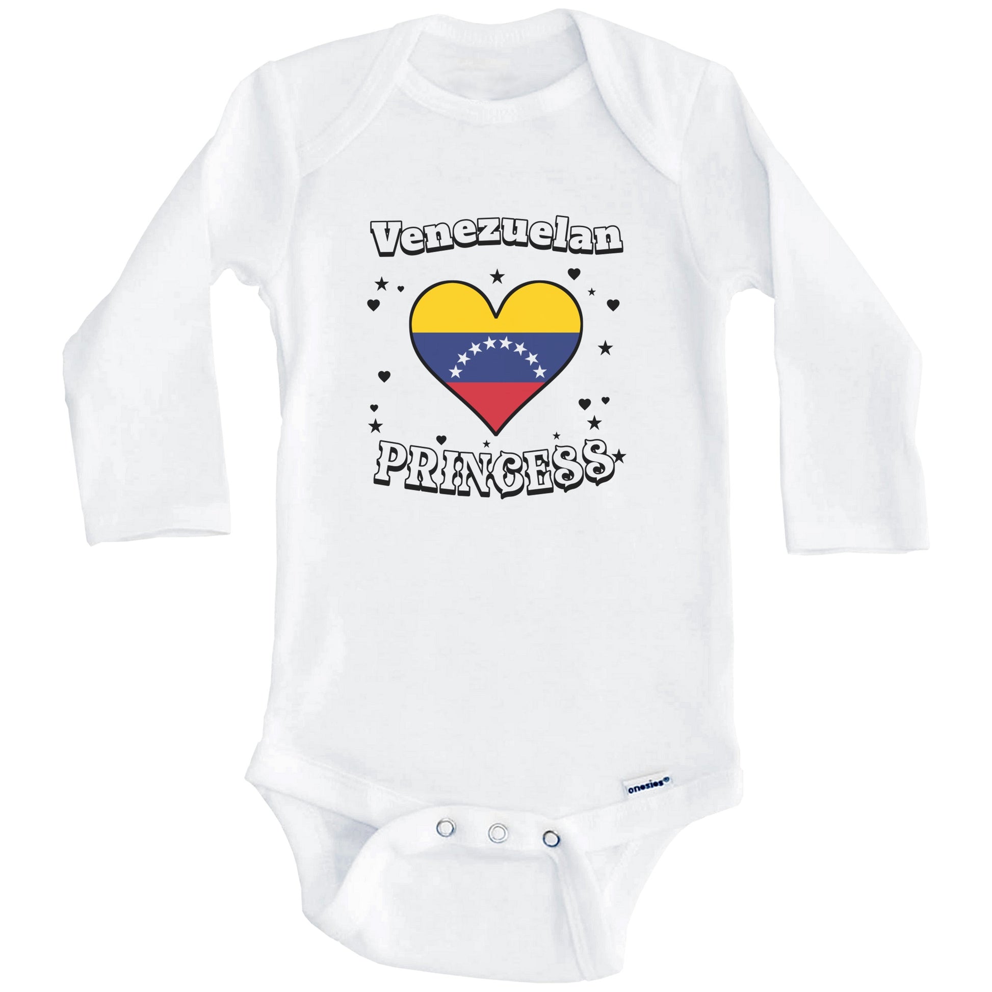 Venezuelan Princess Venezuela Flag Heart Baby Girl Bodysuit (Long Sleeves)