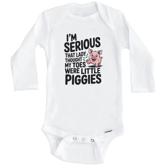 That Lady Thought My Toes Were Little Piggies Funny Baby Shower Baby Bodysuit (Long Sleeves)