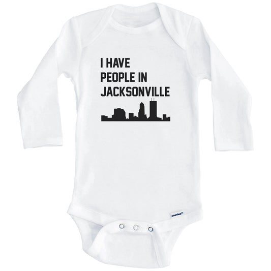 I Have People In Jacksonville Florida Skyline Baby Bodysuit (Long Sleeves)