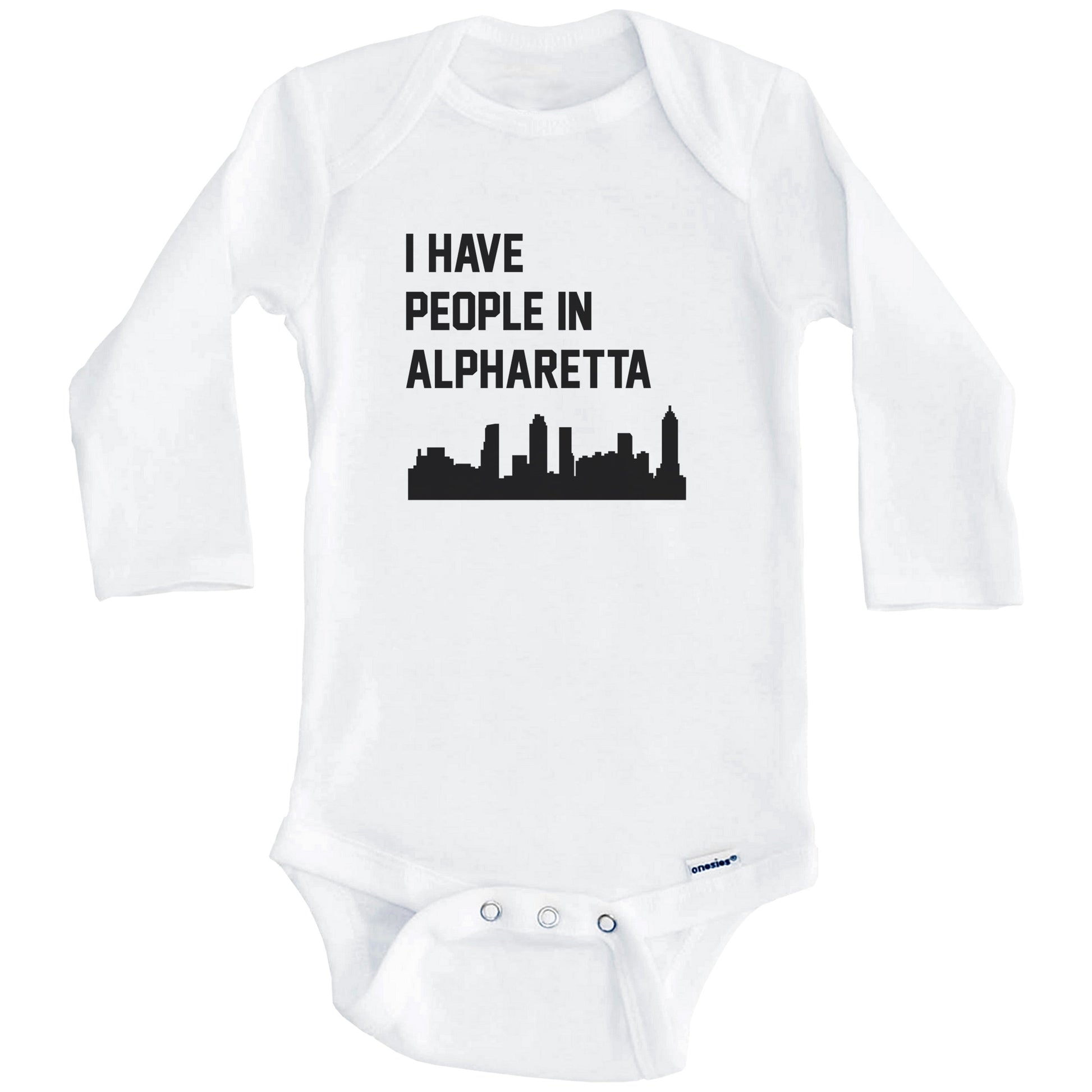 I Have People In Alpharetta Georgia Skyline Baby Bodysuit (Long Sleeves)