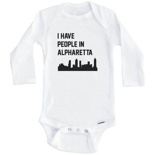 I Have People In Alpharetta Georgia Skyline Baby Bodysuit (Long Sleeves)