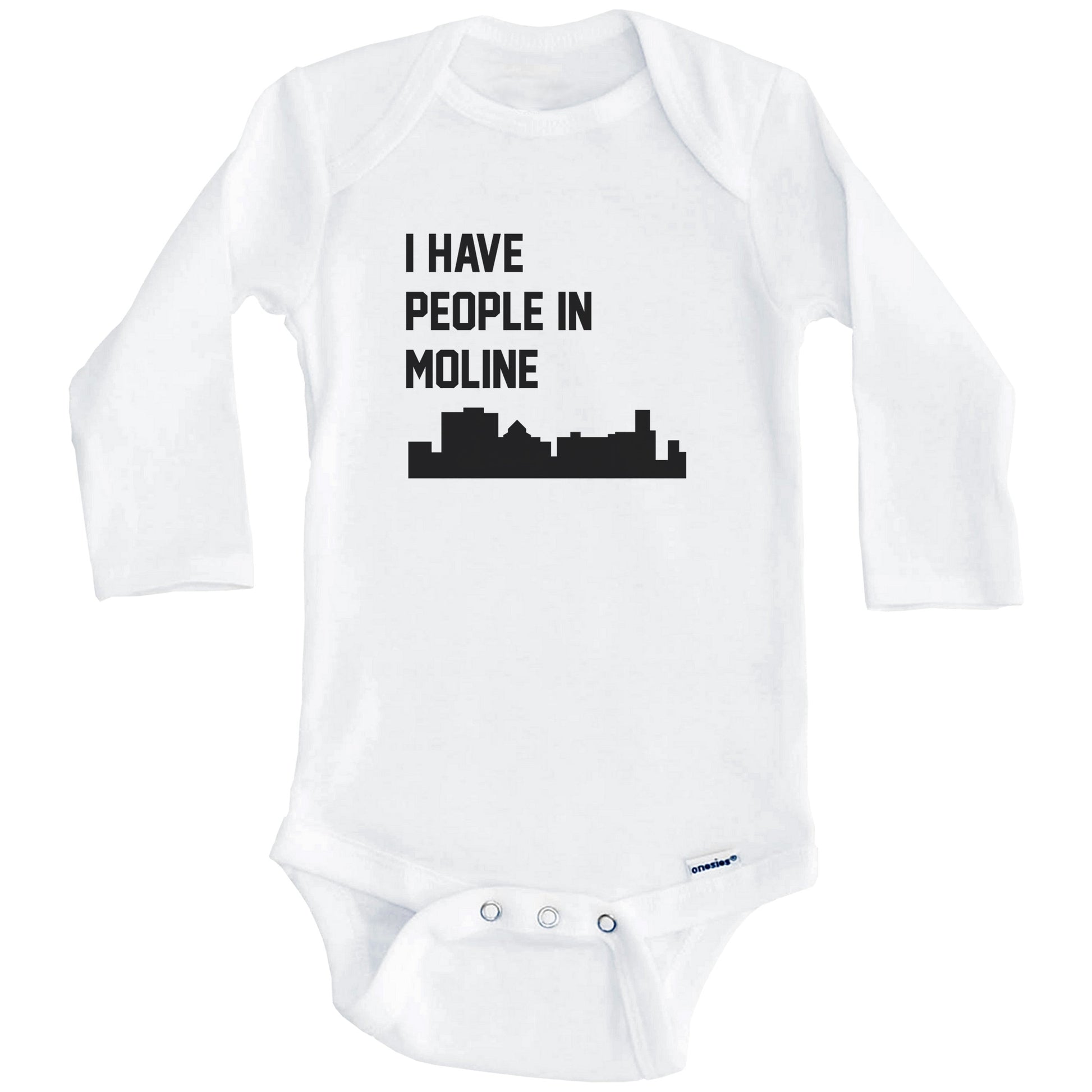 I Have People In Moline Illinois Skyline Baby Bodysuit (Long Sleeves)
