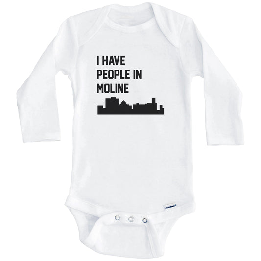 I Have People In Moline Illinois Skyline Baby Bodysuit (Long Sleeves)