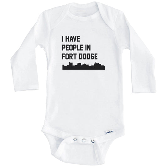 I Have People In Fort Dodge Iowa Skyline Baby Bodysuit (Long Sleeves)