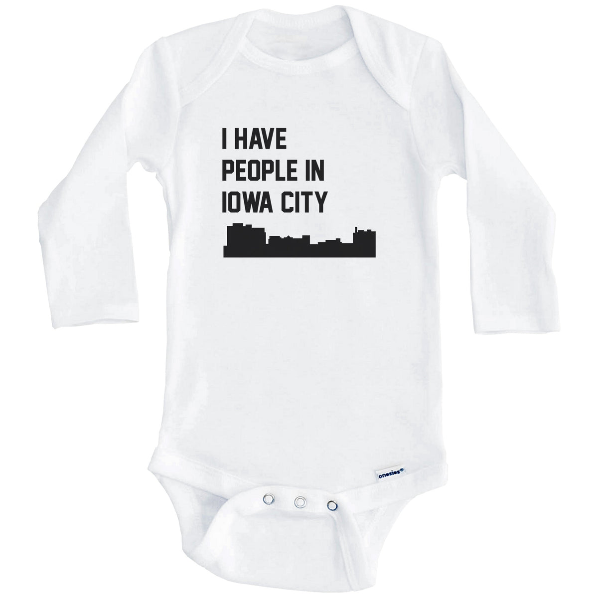 I Have People In Iowa City Iowa Skyline Baby Bodysuit (Long Sleeves)