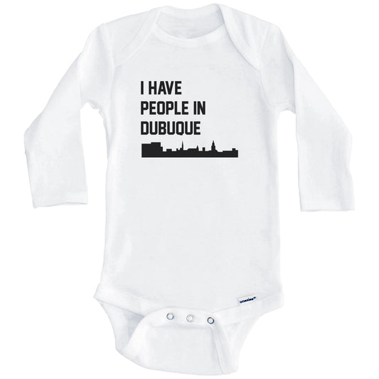 I Have People In Dubuque Iowa Skyline Baby Bodysuit (Long Sleeves)