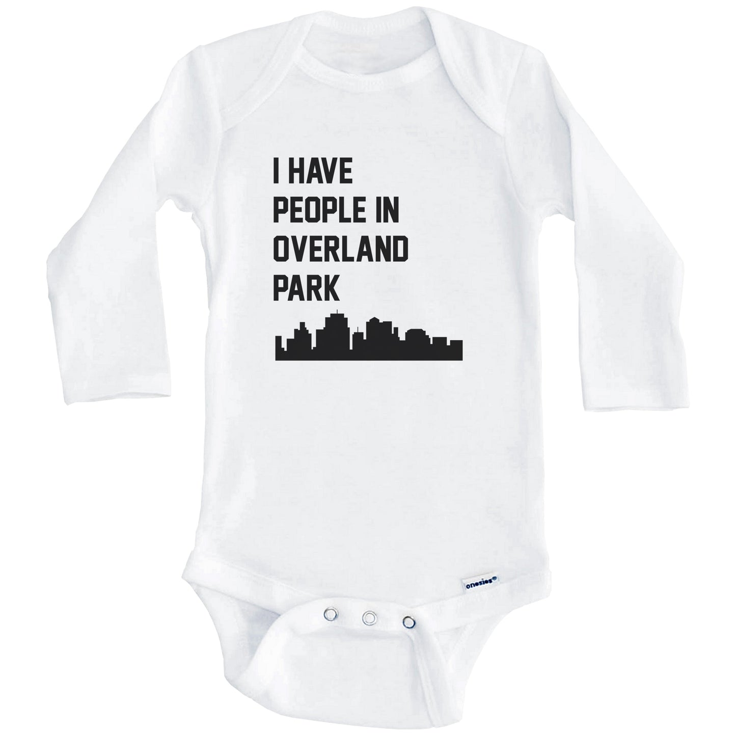 I Have People In Overland Park Kansas Skyline Baby Bodysuit (Long Sleeves)