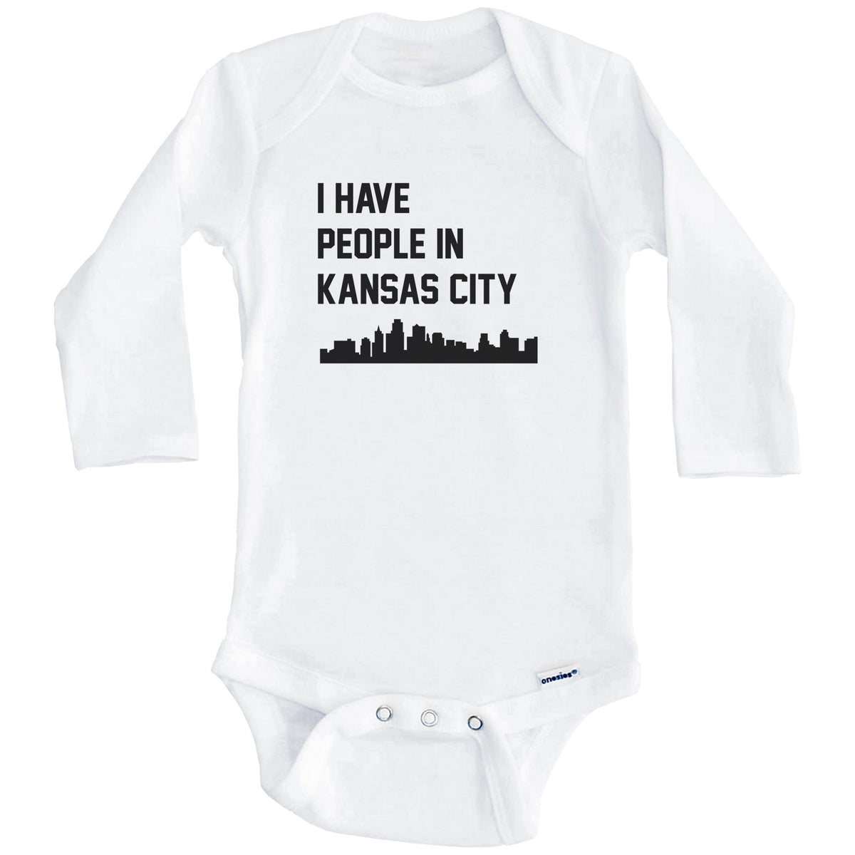 I Have People In Kansas City Kansas Skyline Baby Bodysuit (Long Sleeves)