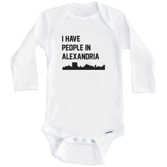 I Have People In Alexandria Louisiana Skyline Baby Bodysuit (Long Sleeves)