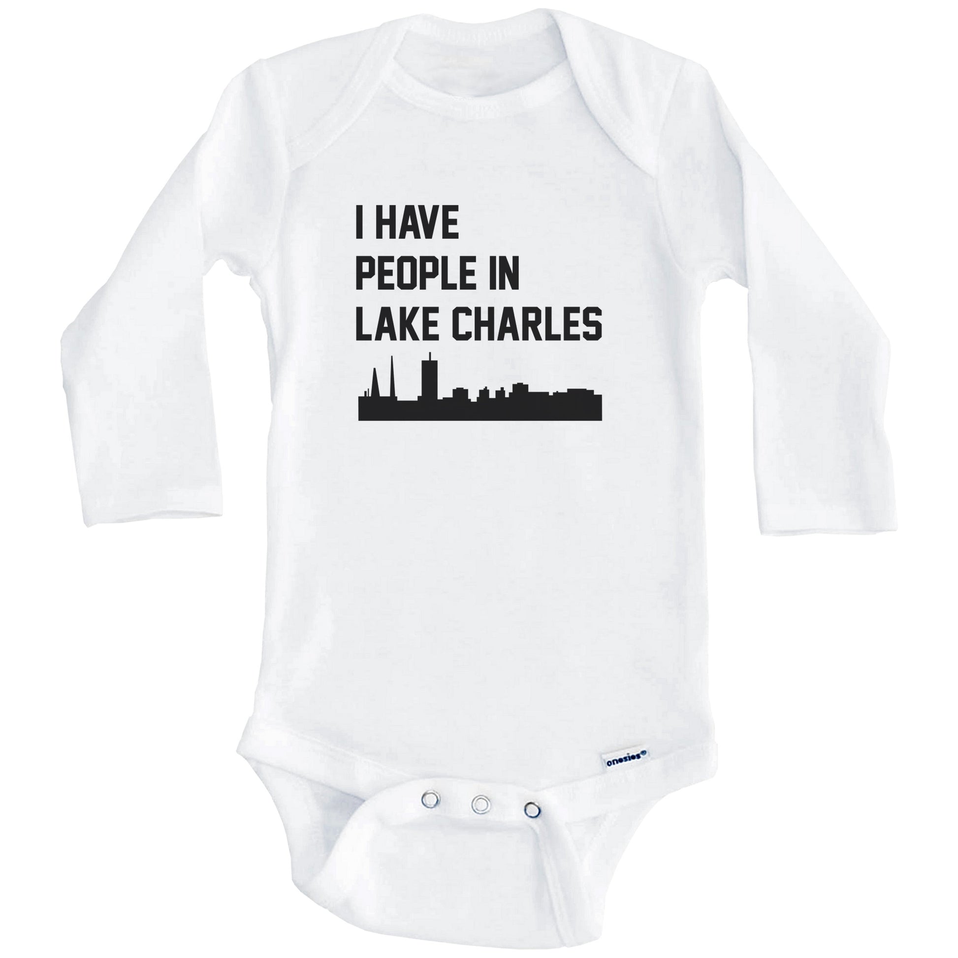 I Have People In Lake Charles Louisiana Skyline Baby Bodysuit (Long Sleeves)