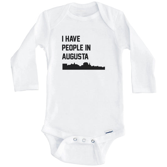 I Have People In Augusta Maine Skyline Baby Bodysuit (Long Sleeves)