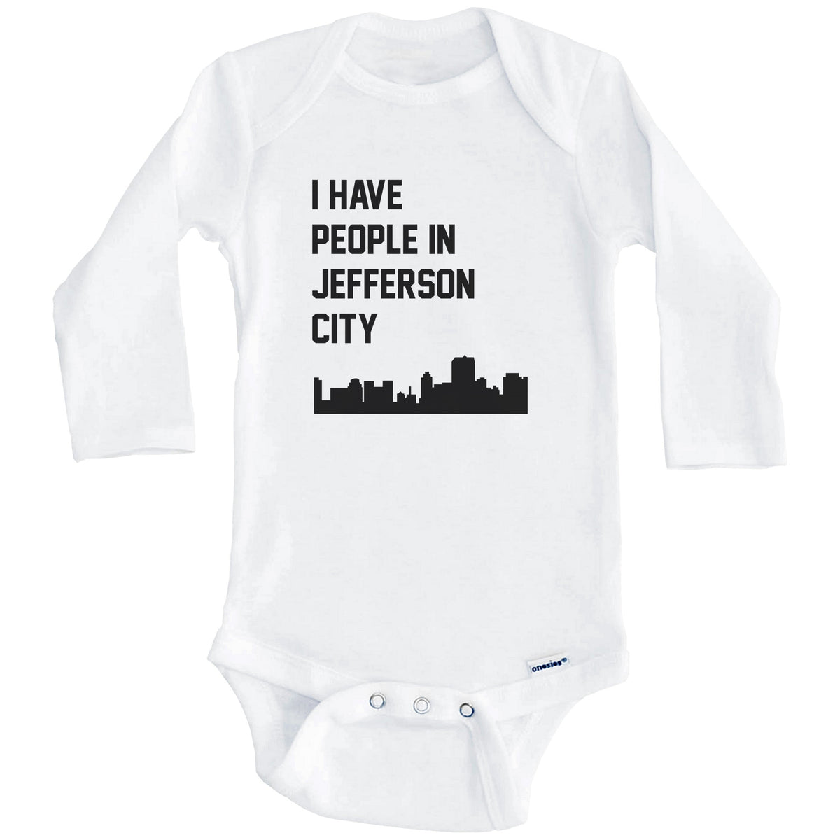 I Have People In Jefferson City Missouri Skyline Baby Bodysuit (Long Sleeves)