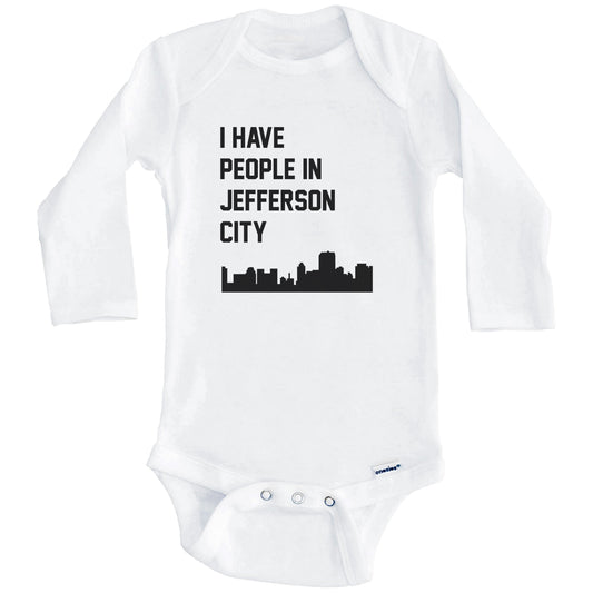 I Have People In Jefferson City Missouri Skyline Baby Bodysuit (Long Sleeves)