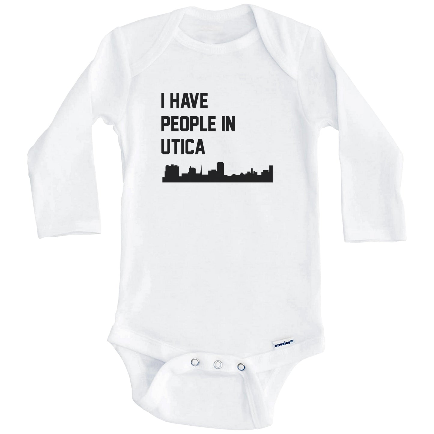 I Have People In Utica New York Skyline Baby Bodysuit (Long Sleeves)