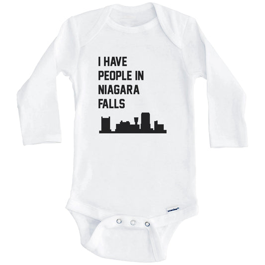 I Have People In Niagara Falls New York Skyline Baby Bodysuit (Long Sleeves)