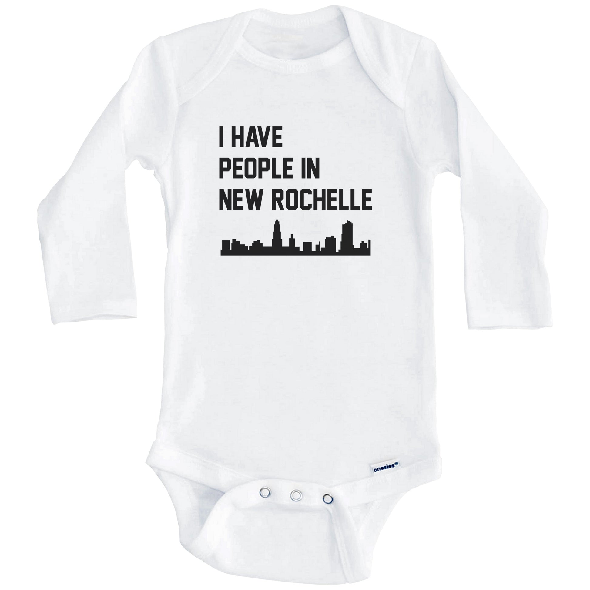 I Have People In New Rochelle New York Skyline Baby Bodysuit (Long Sleeves)