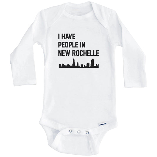 I Have People In New Rochelle New York Skyline Baby Bodysuit (Long Sleeves)