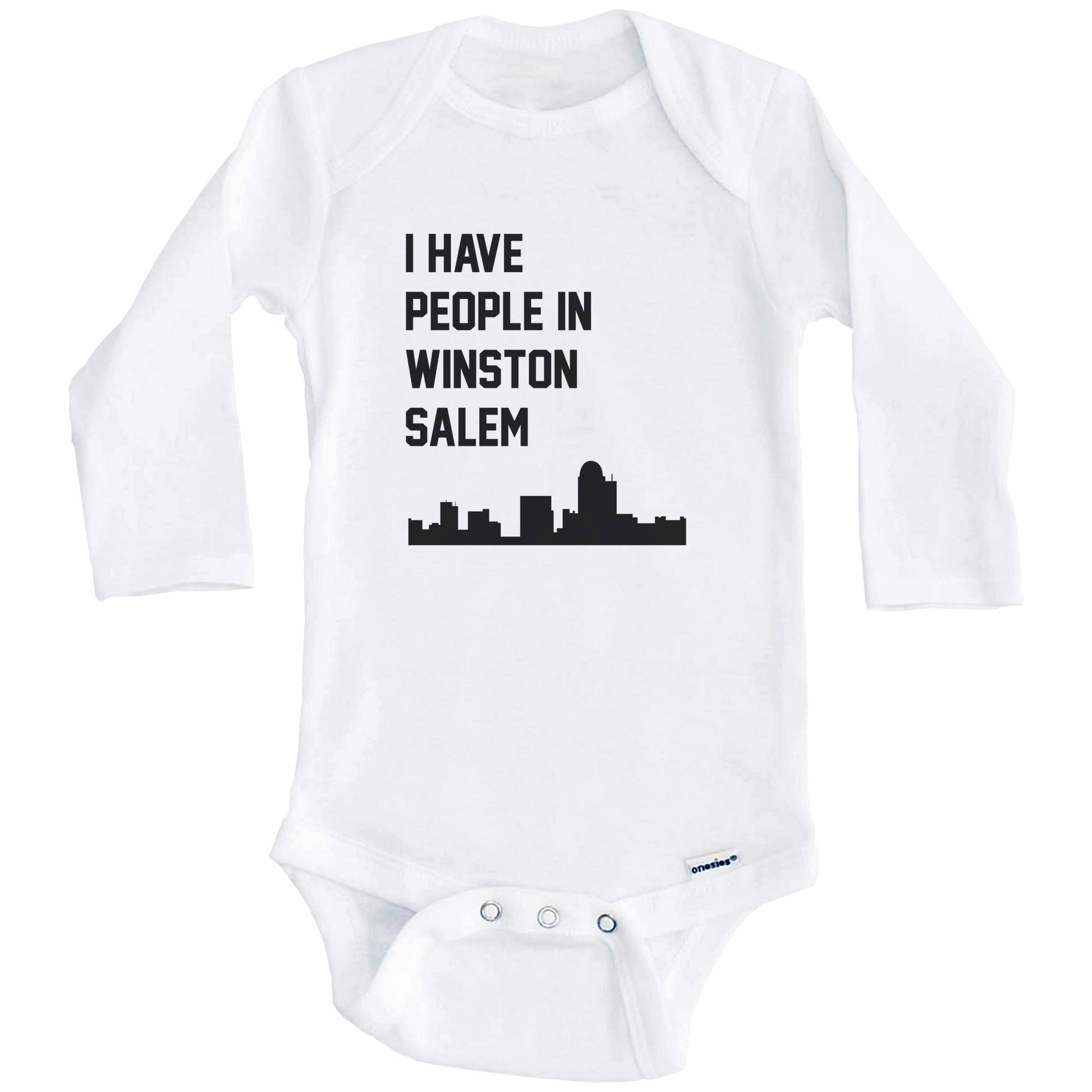 I Have People In Winston-Salem North Carolina Skyline Baby Bodysuit (Long Sleeves)