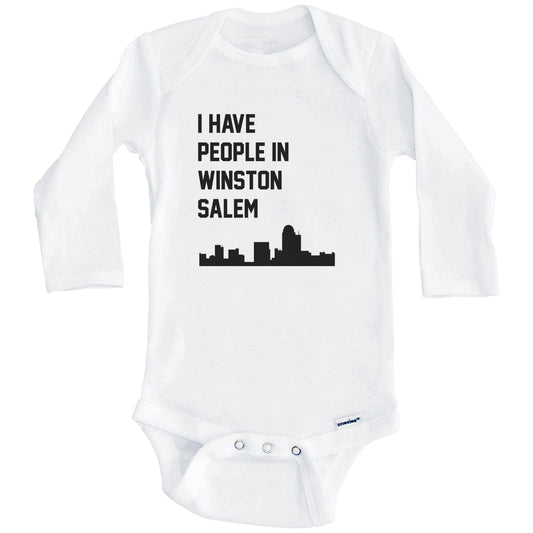 I Have People In Winston-Salem North Carolina Skyline Baby Bodysuit (Long Sleeves)