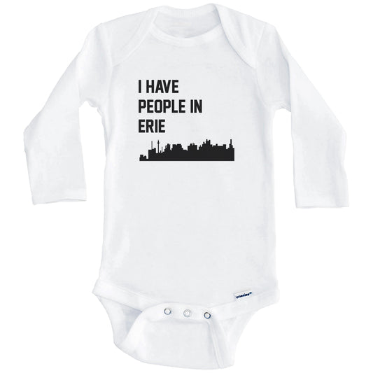 I Have People In Erie Pennsylvania Skyline Baby Bodysuit (Long Sleeves)