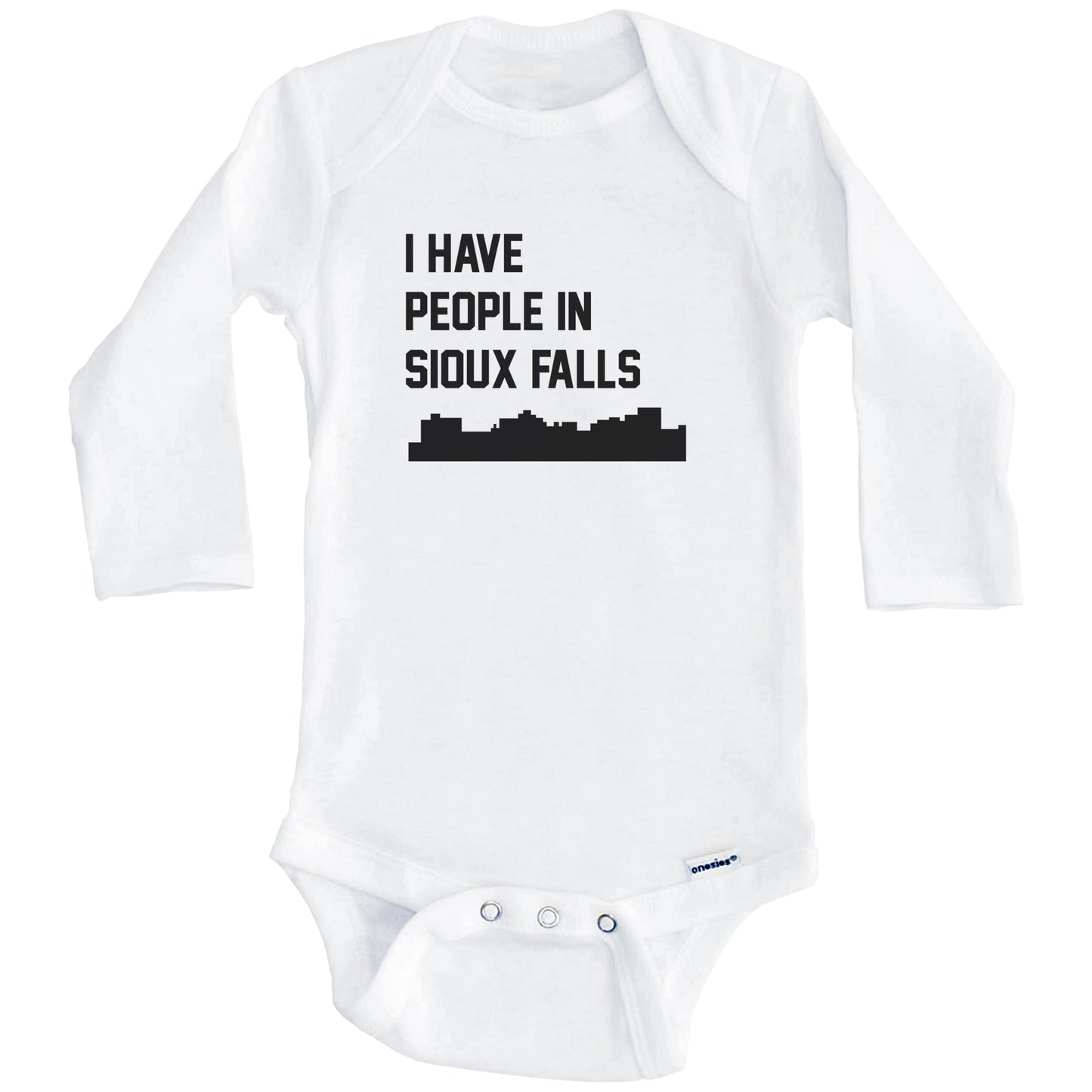 I Have People In Sioux Falls South Dakota Skyline Baby Bodysuit (Long Sleeves)
