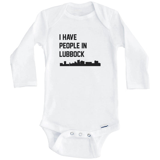 I Have People In Lubbock Texas Skyline Baby Bodysuit (Long Sleeves)