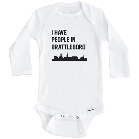 I Have People In Brattleboro Vermont Skyline Baby Bodysuit (Long Sleeves)