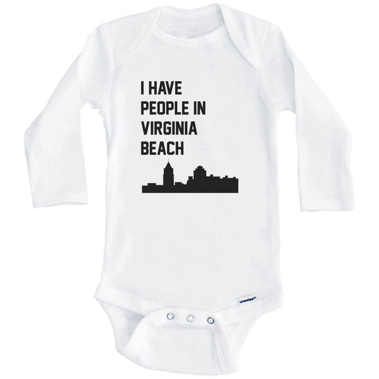I Have People In Virginia Beach Virginia Skyline Baby Bodysuit (Long Sleeves)