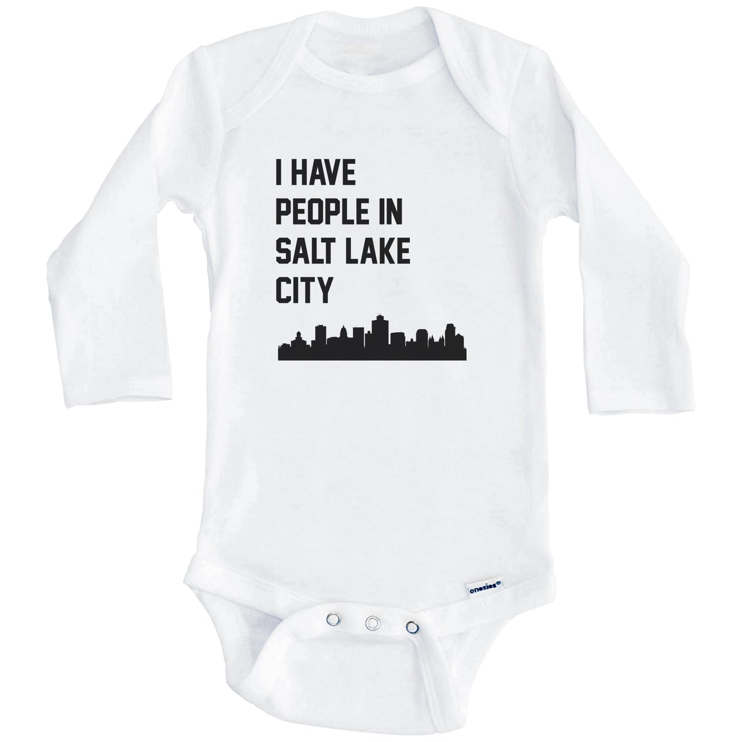 I Have People In Salt Lake City Utah Skyline Baby Bodysuit (Long Sleeves)