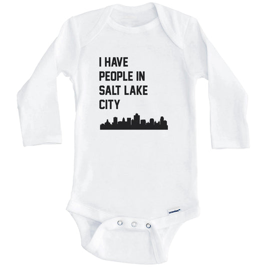 I Have People In Salt Lake City Utah Skyline Baby Bodysuit (Long Sleeves)