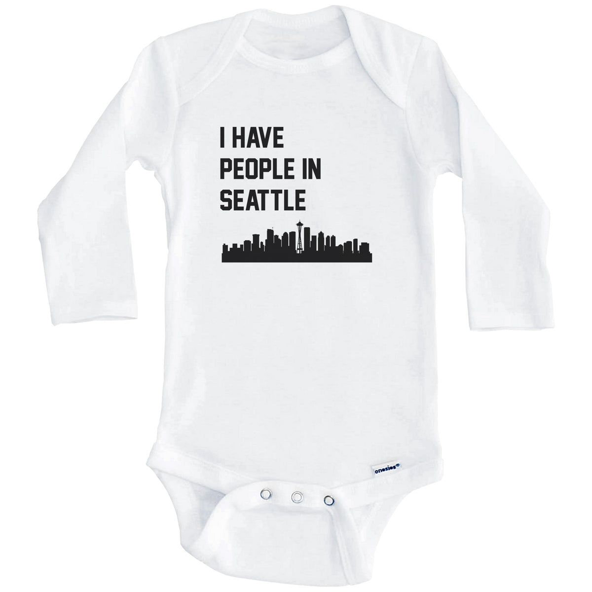 I Have People In Seattle Washington Skyline Baby Bodysuit (Long Sleeves)