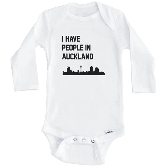 I Have People In Auckland New Zealand Skyline Baby Bodysuit (Long Sleeves)