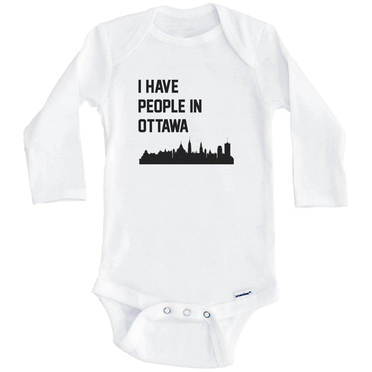 I Have People In Ottawa Ontario Canada Skyline Baby Bodysuit (Long Sleeves)
