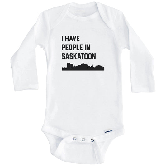 I Have People In Saskatoon Saskatchewan Canada Skyline Baby Bodysuit (Long Sleeves)