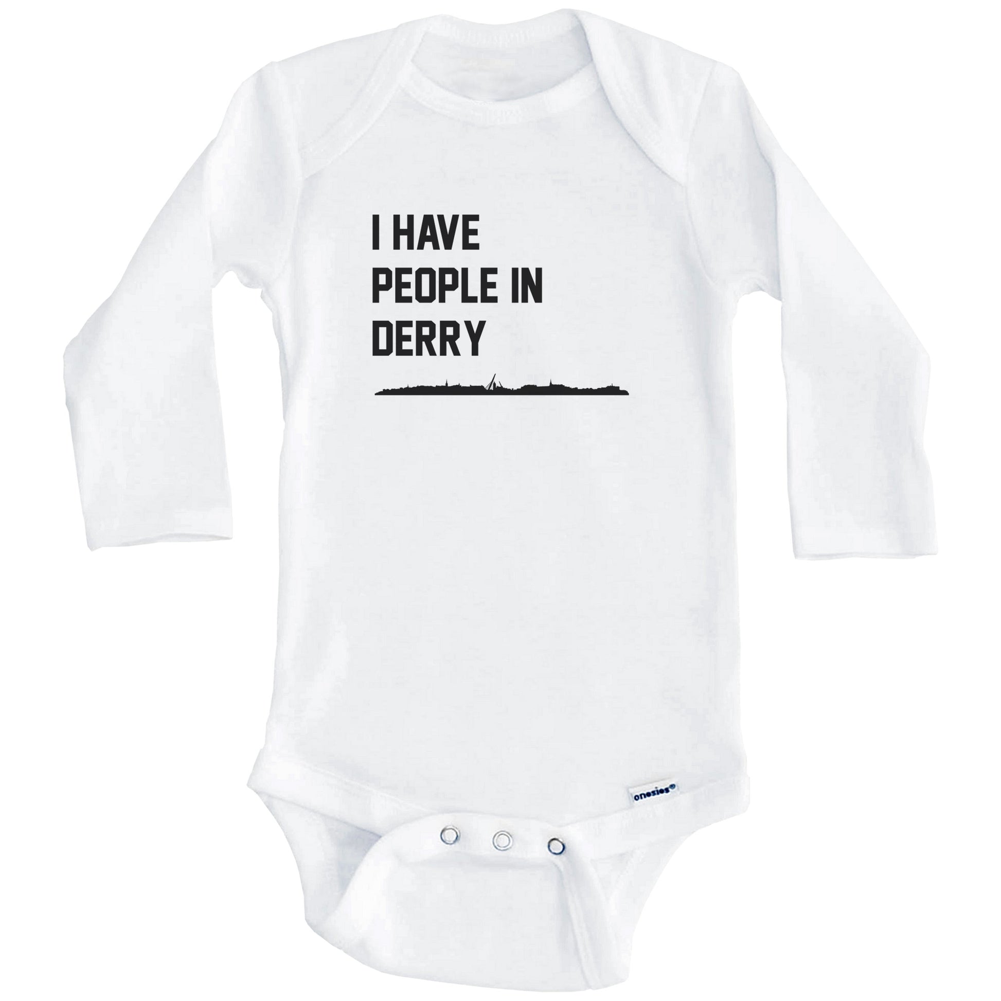 I Have People In Derry Northern Ireland Skyline Baby Bodysuit (Long Sleeves)