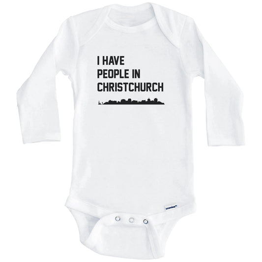 I Have People In Christchurch New Zealand Skyline Baby Bodysuit (Long Sleeves)