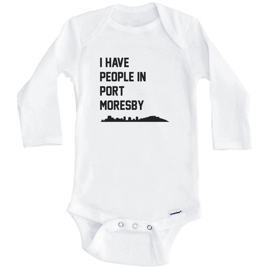 I Have People In Port Moresby Papua New Guinea Skyline Baby Bodysuit (Long Sleeves)