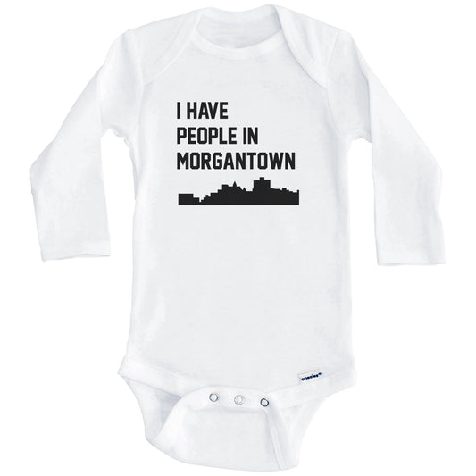 I Have People In Morgantown West Virginia Skyline Baby Bodysuit (Long Sleeves)