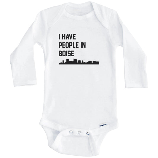 I Have People In Boise Idaho Skyline Baby Bodysuit (Long Sleeves)