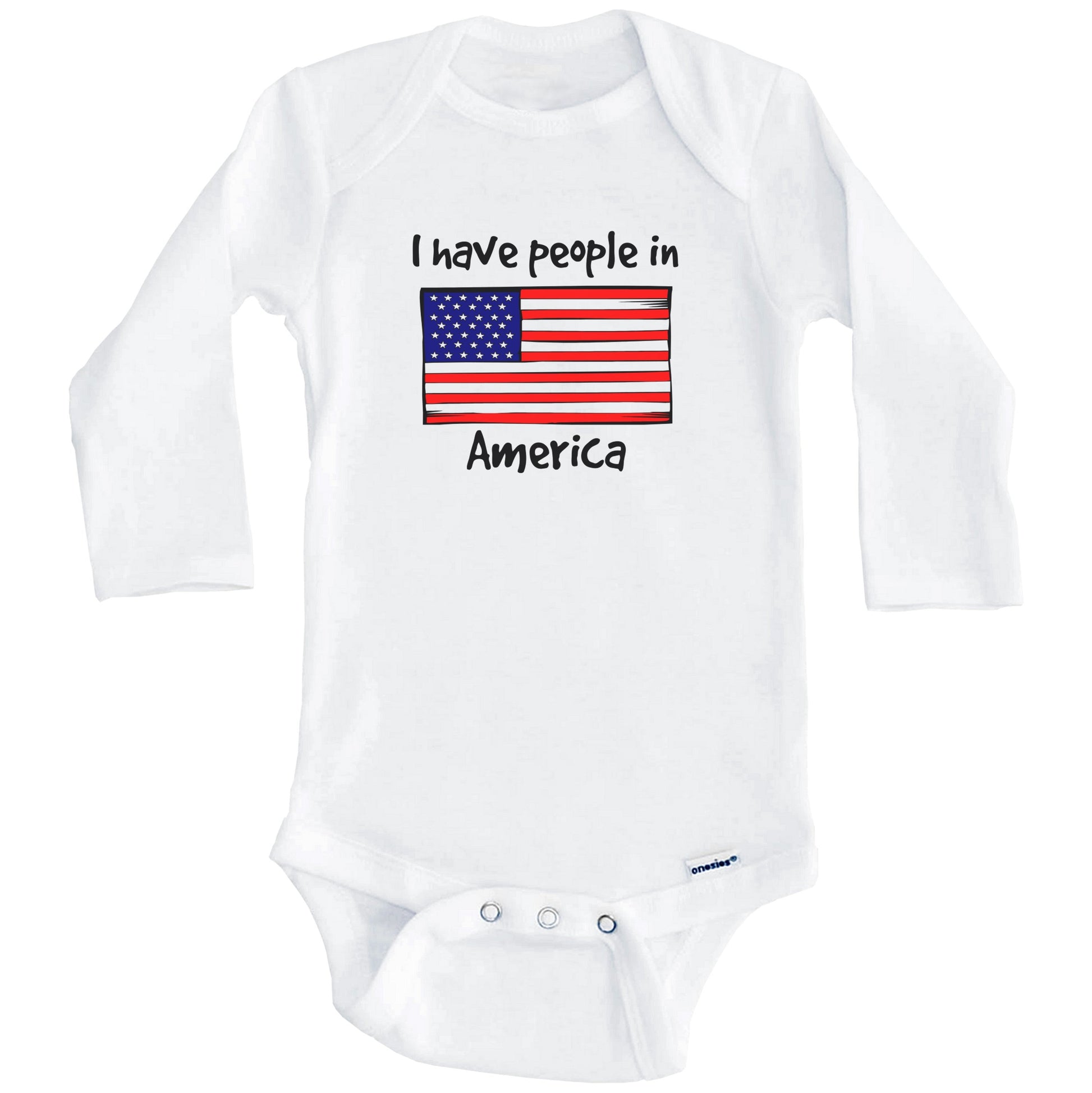 I Have People In America American Flag Baby Bodysuit (Long Sleeves)