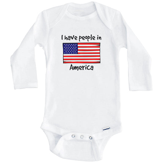 I Have People In America American Flag Baby Bodysuit (Long Sleeves)