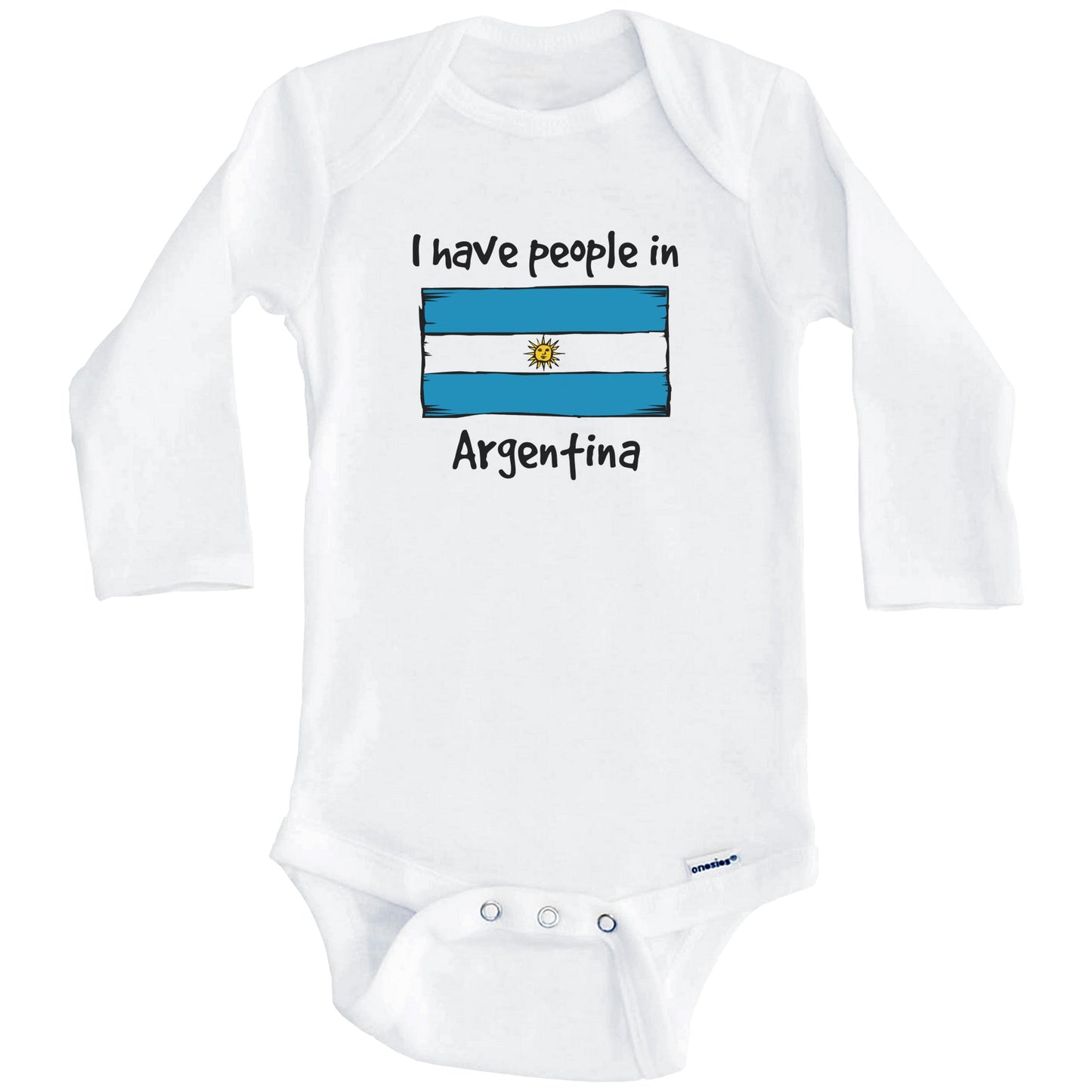 I Have People In Argentina Argentinian Flag Baby Bodysuit (Long Sleeves)