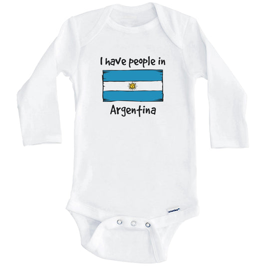 I Have People In Argentina Argentinian Flag Baby Bodysuit (Long Sleeves)