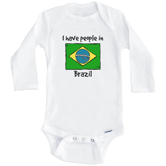 I Have People In Brazil Brazilian Flag Baby Bodysuit (Long Sleeves)