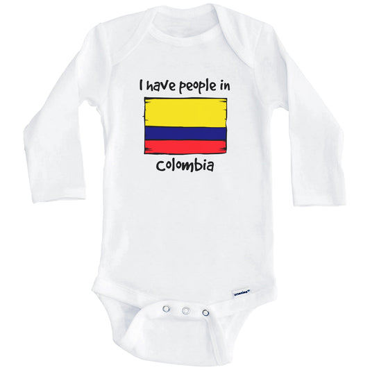 I Have People In Colombia Colombian Flag Baby Bodysuit (Long Sleeves)
