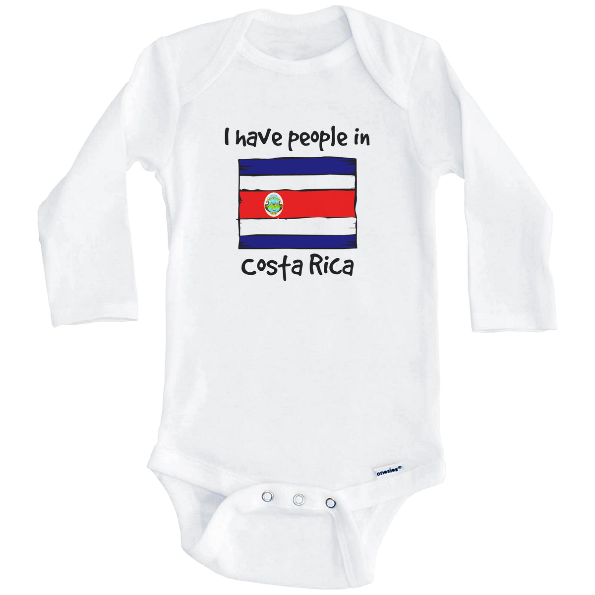 I Have People In Costa Rica Costa Rican Flag Baby Bodysuit (Long Sleeves)