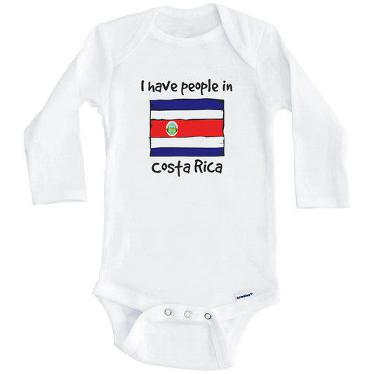 I Have People In Costa Rica Costa Rican Flag Baby Bodysuit (Long Sleeves)