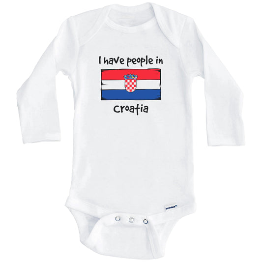 I Have People In Croatia Croatian Flag Baby Bodysuit (Long Sleeves)