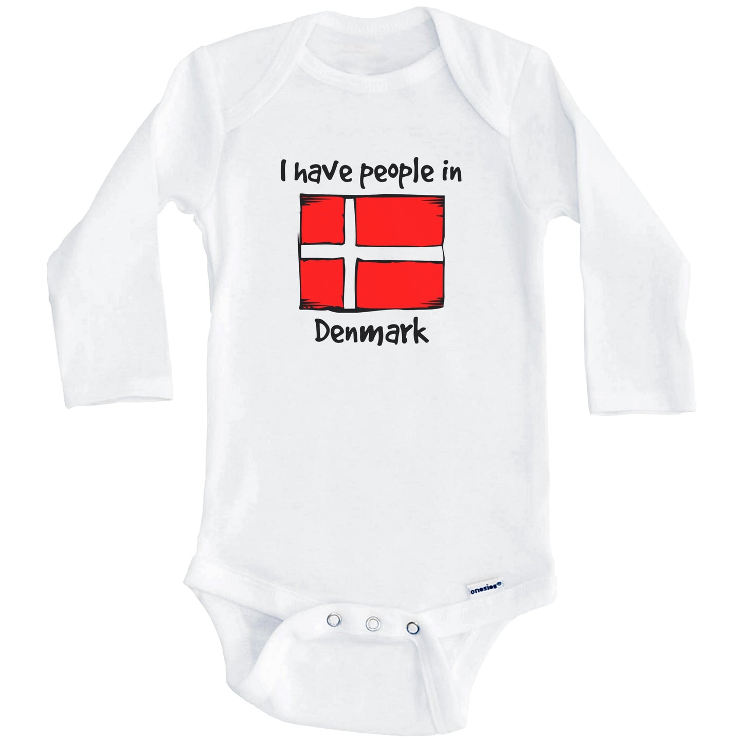 I Have People In Denmark Danish Flag Baby Bodysuit (Long Sleeves)