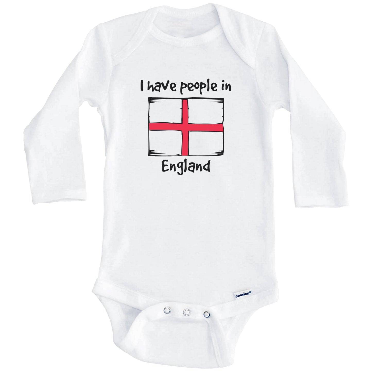 I Have People In England English Flag Baby Bodysuit (Long Sleeves)
